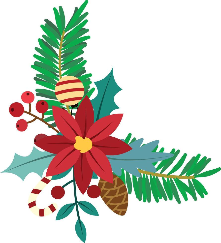 Pine and berry wreath for Christmas decorations vector