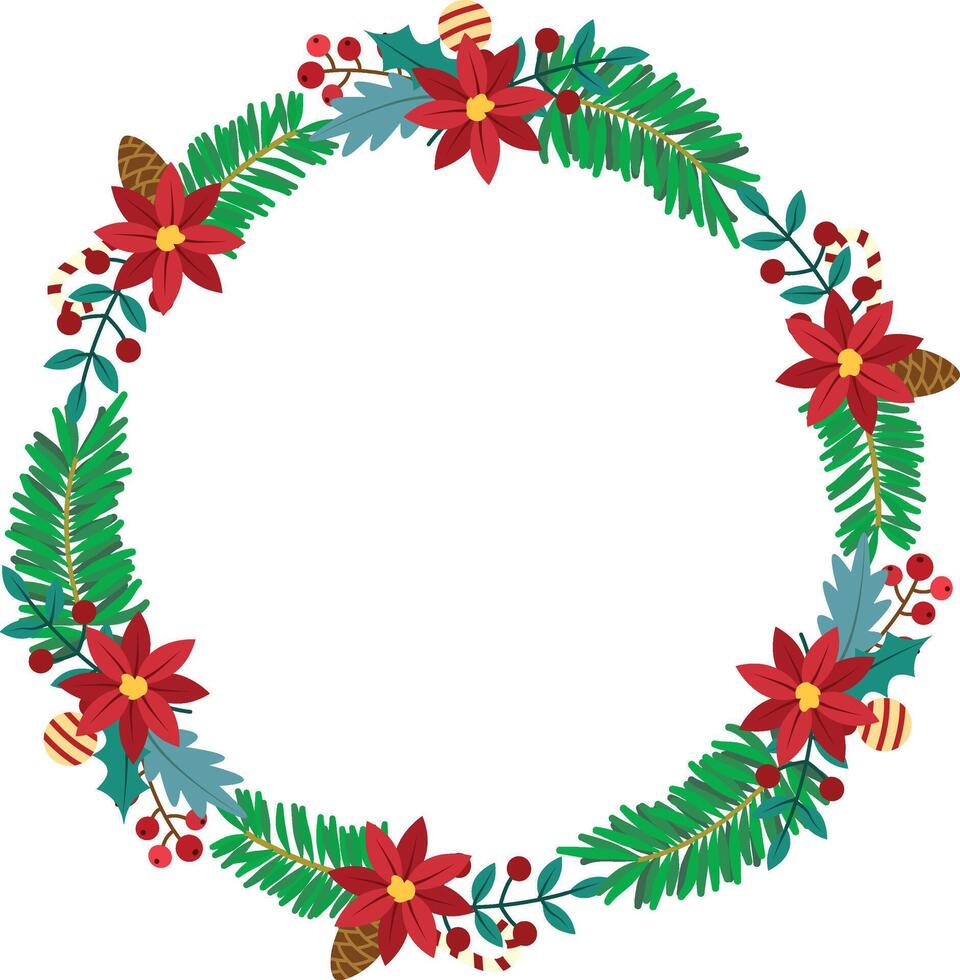 Christmas wreaths arranged in a circle for decorating Christmas cards, greetings, etc. vector