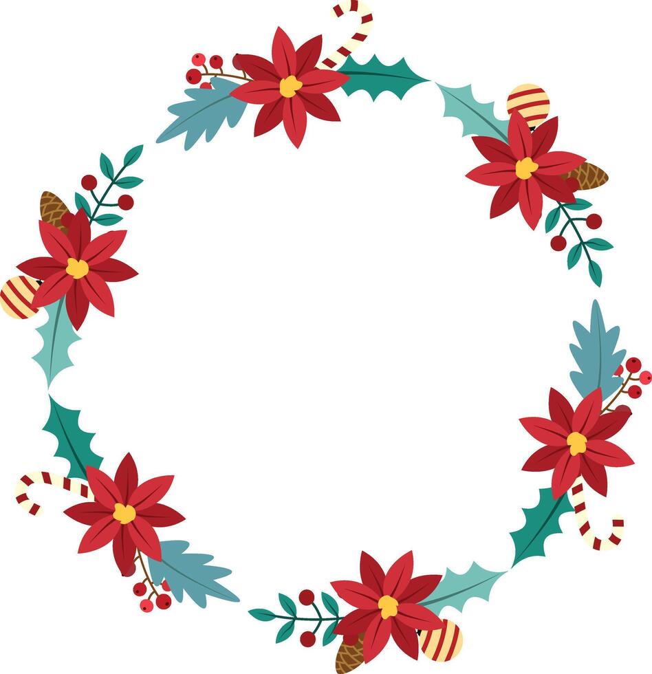 Christmas wreaths arranged in a circle for decorating Christmas cards, greetings, etc. vector