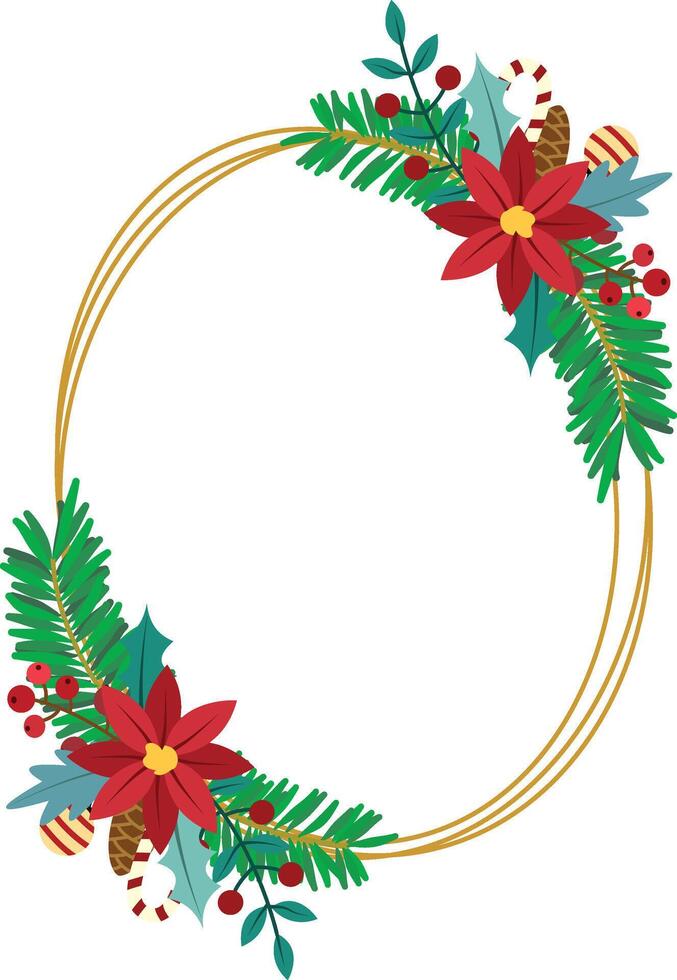 Christmas frame with Christmas tree branches and Christmas ornaments vector