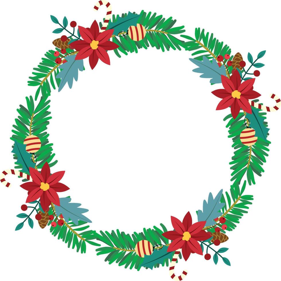 Christmas wreaths arranged in a circle for decorating Christmas cards, greetings, etc. vector