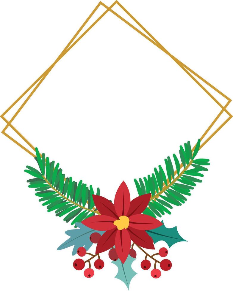Christmas frame with Christmas tree branches and Christmas ornaments vector