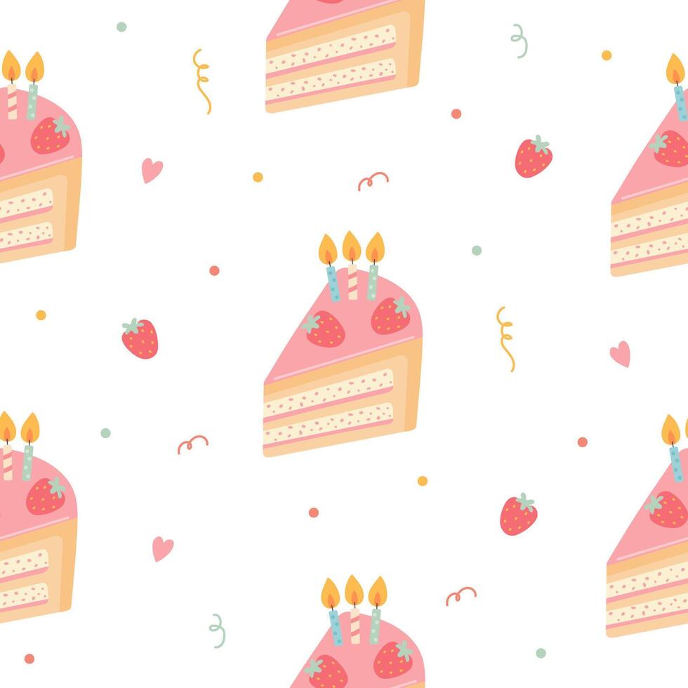 Birthday piece of cake seamless pattern vector