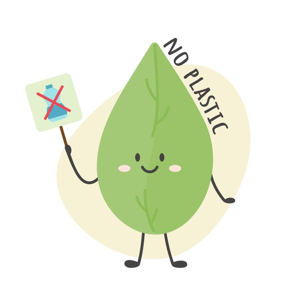 No plastic illustration with leaf character vector