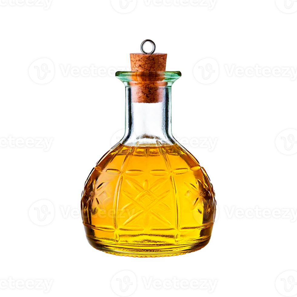 a bottle of oil with a brown cork on it. with a nob png