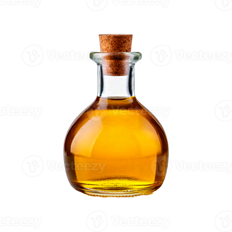 a bottle of oil with a brown cork on it. without handle png