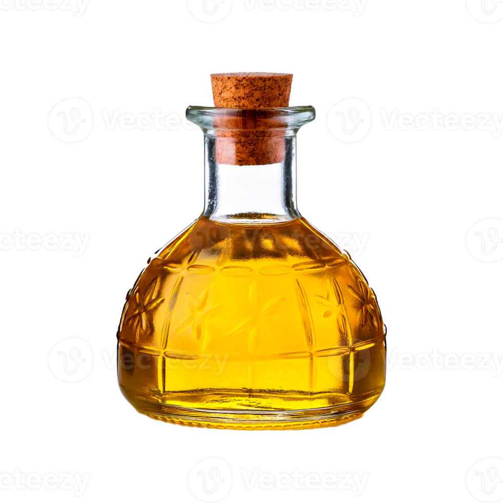 a bottle of oil with a brown cork on it png