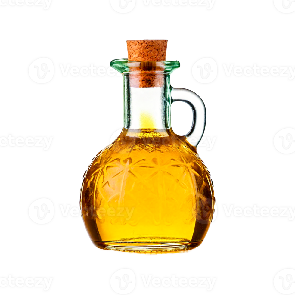a bottle of oil with a brown cork on it. with handle png