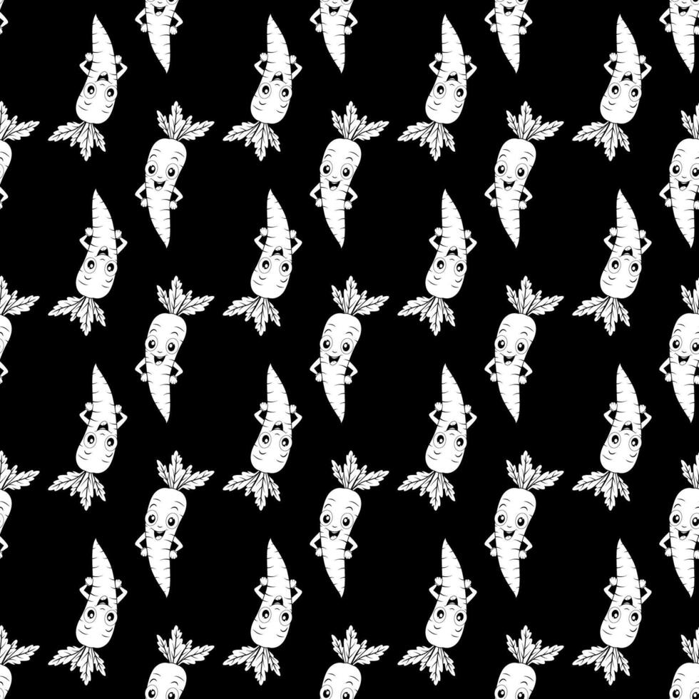 Seamless pattern with fun carrots. A pattern featuring contoured carrots.black background vector