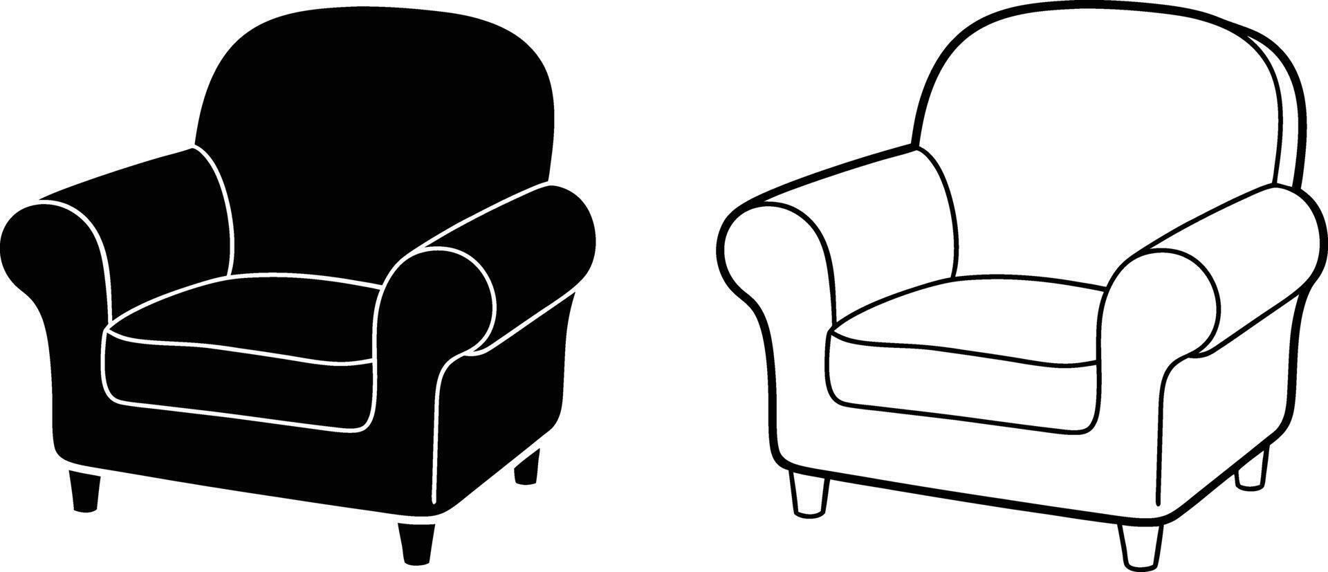 Armchair Silhouette Outline Illustration vector