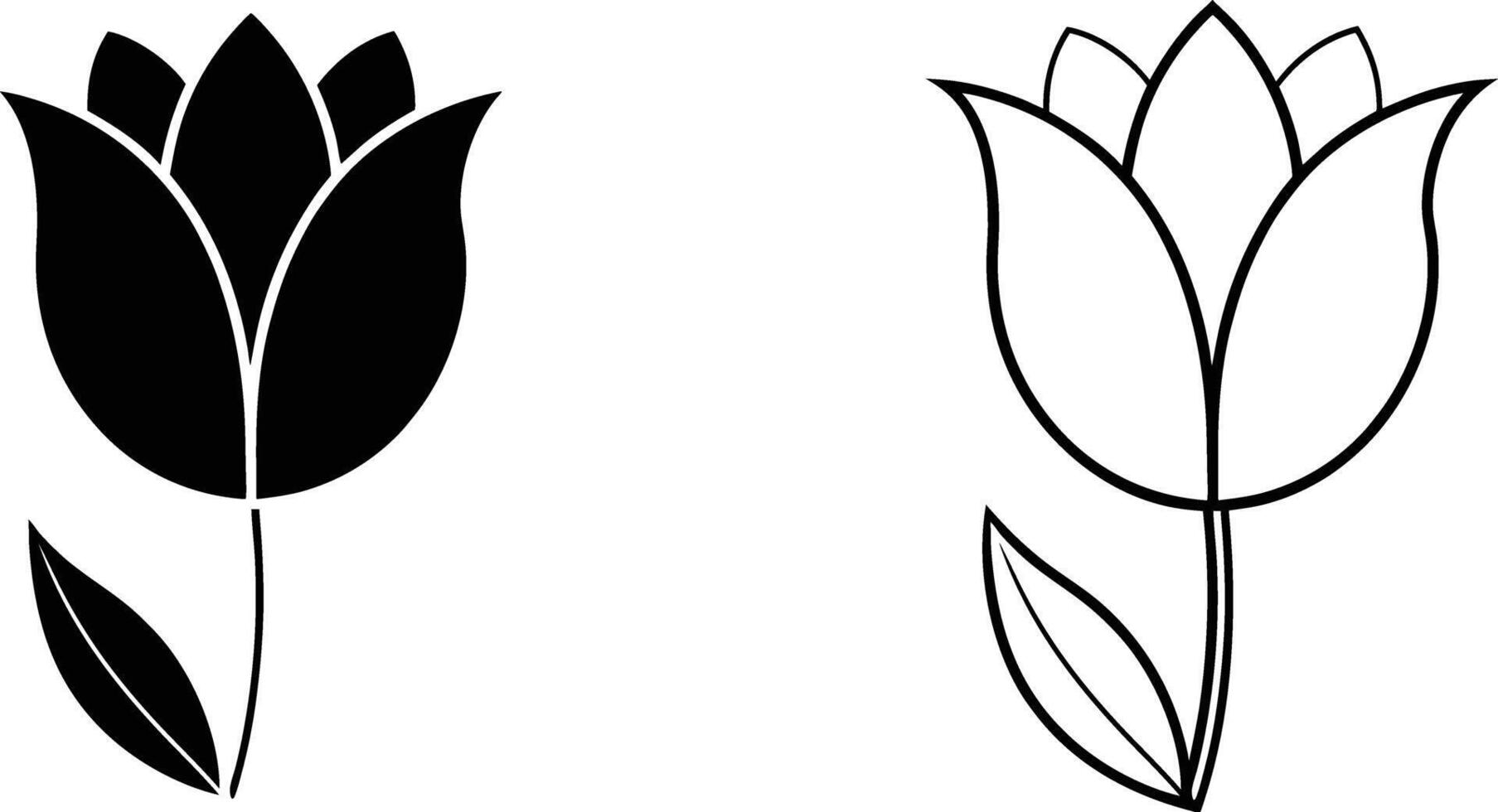 Simple Line Art Tulip Flower Illustration vector