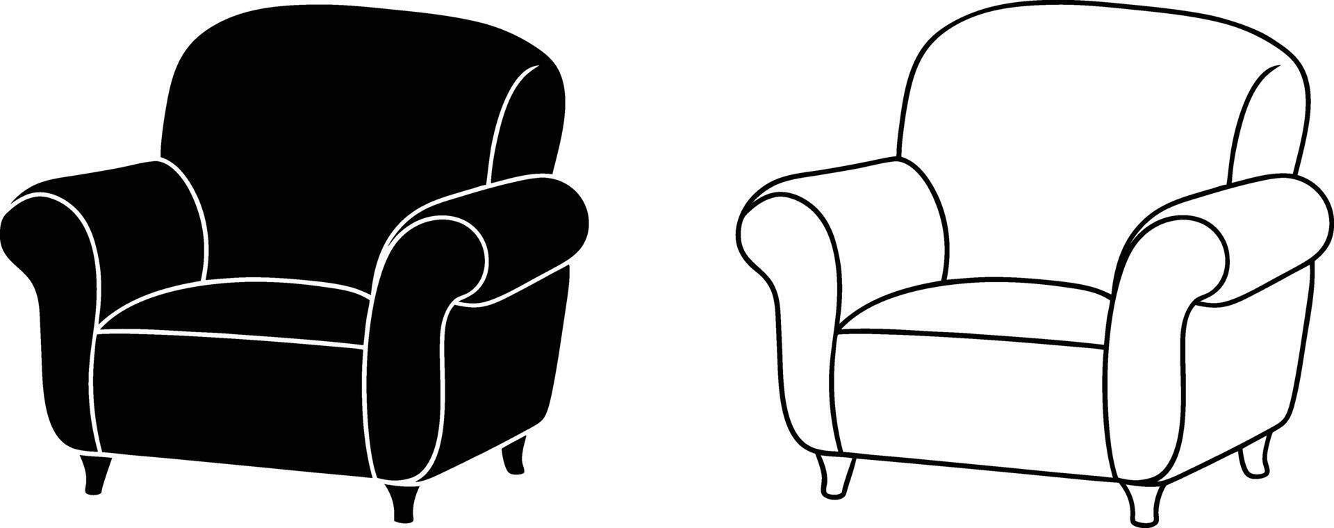 Armchair Silhouette Outline Illustration vector