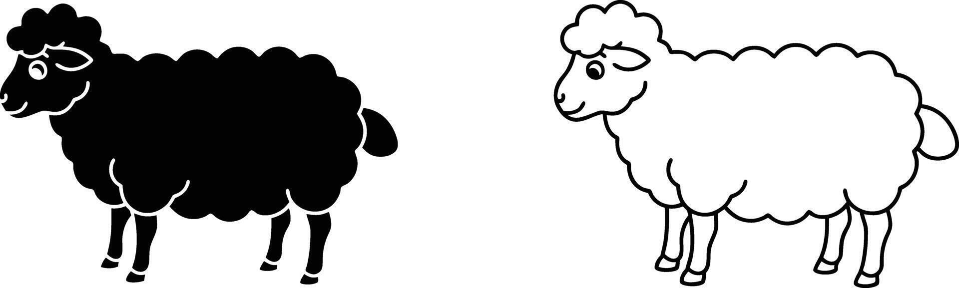 Black and White Sheep Illustration vector