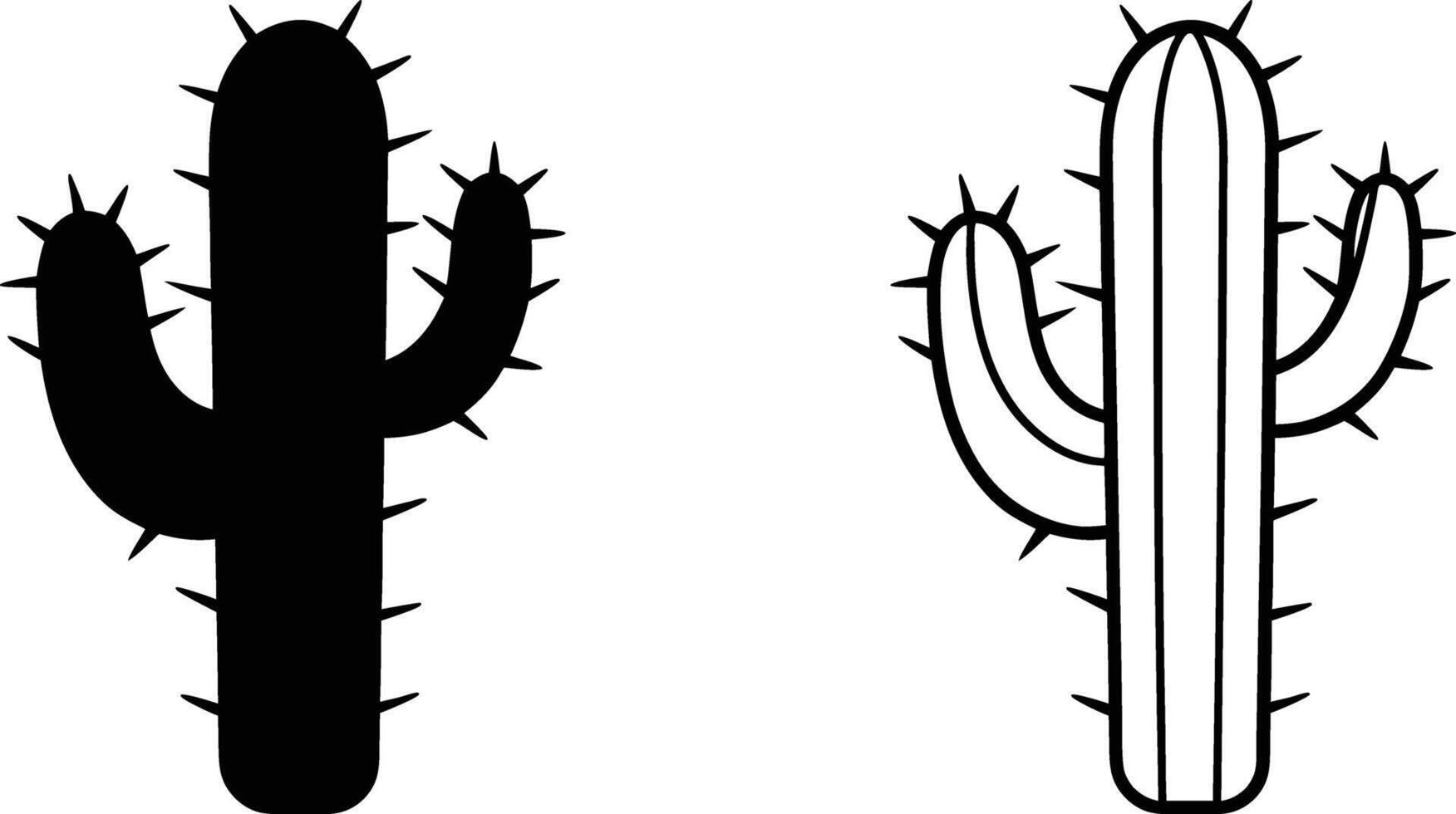 Cactus Illustration Black and White Design vector