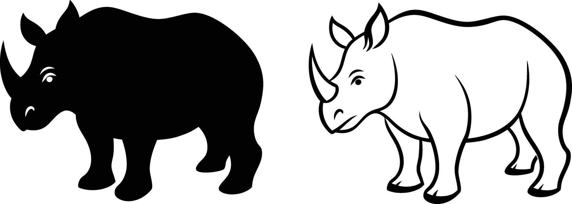 Black And White Rhino Silhouette Illustration vector