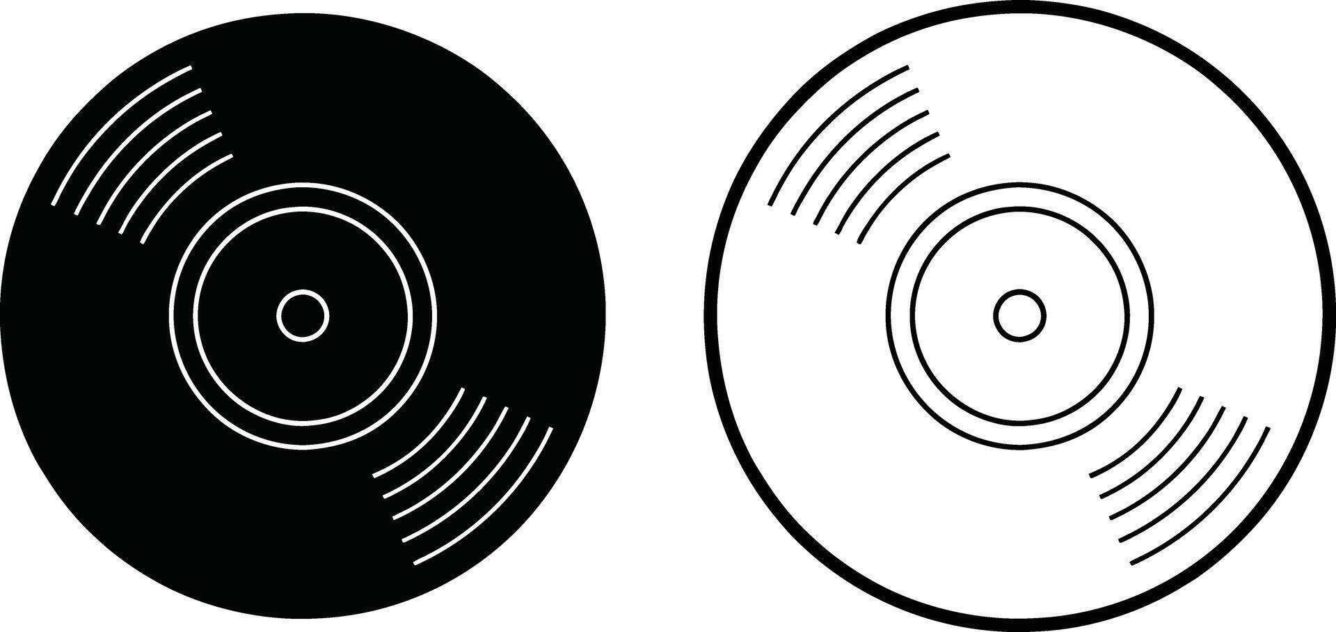 Black and White Vinyl Record Icon Illustration vector