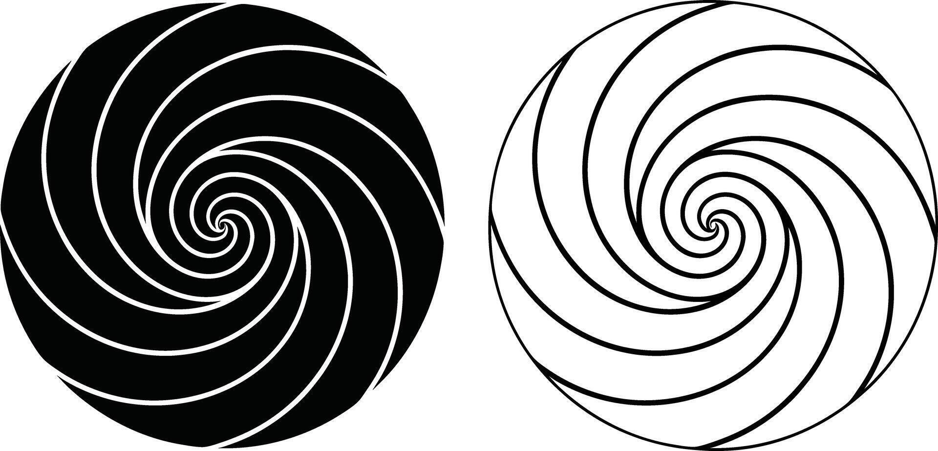 Black And White Circular Spiral Geometric Design vector