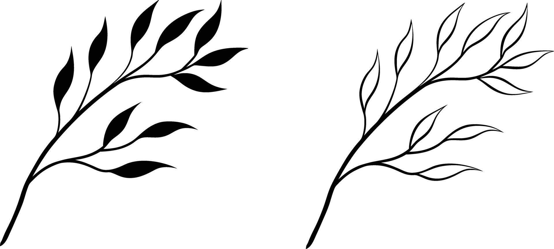 Two Black And White Branch Silhouettes vector