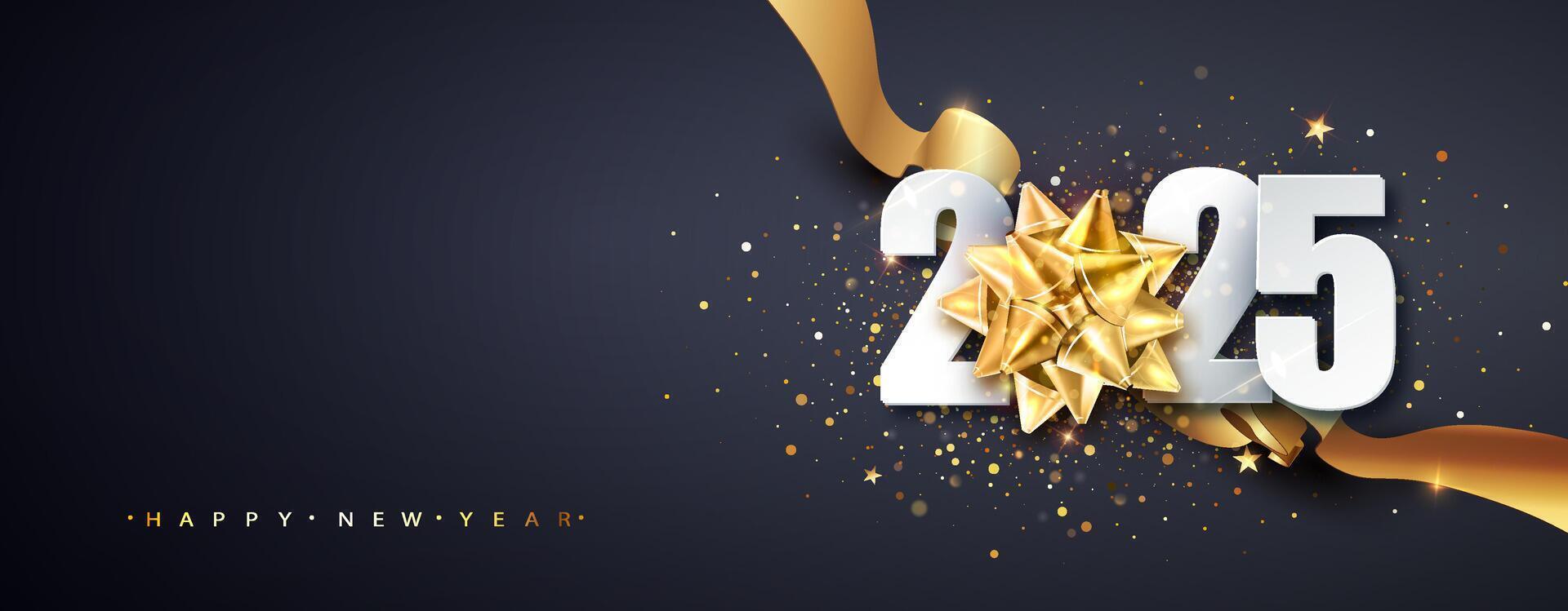 Happy New 2025 Year Poster. Christmas and Winter Holiday Theme. vector