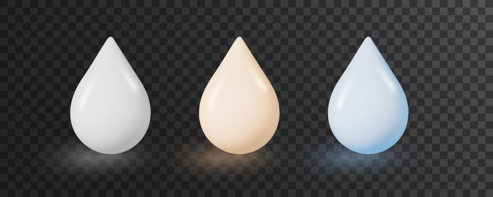 Milk drops isolated. White realistic yogurt, cream or cosmetic white droplets vector