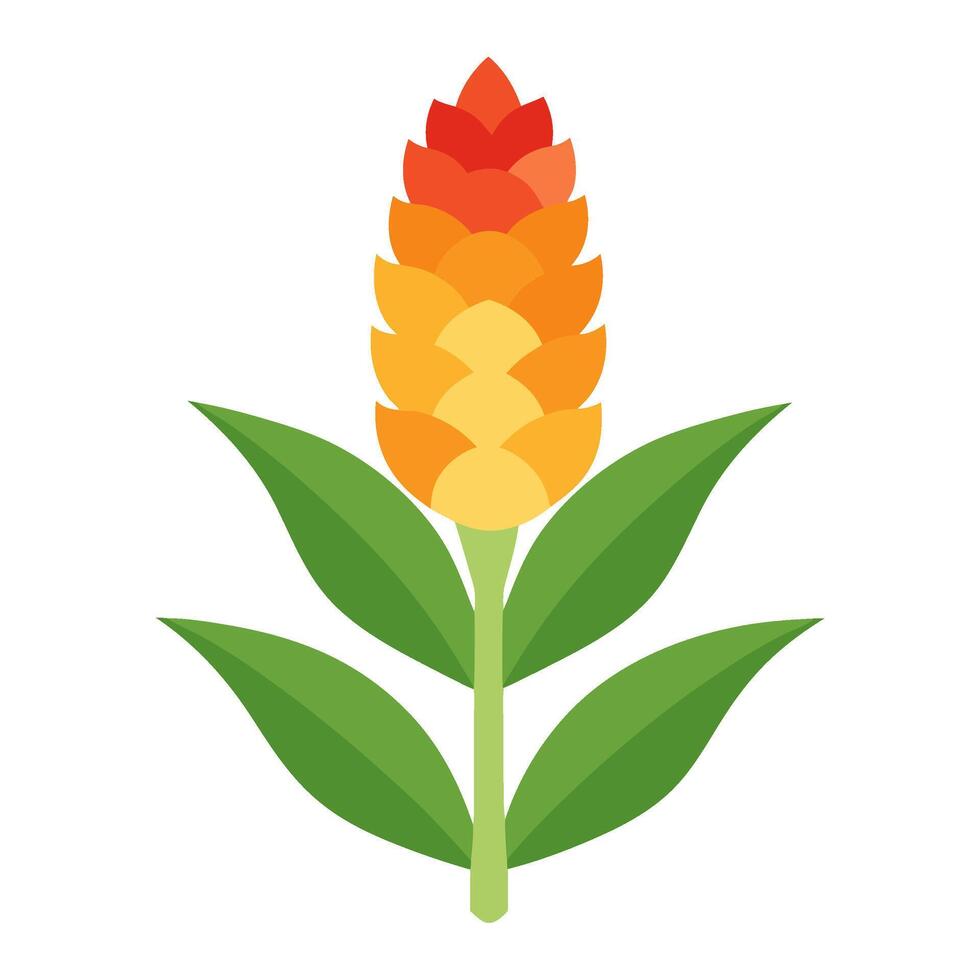 An orange flower with green leaves on it vector