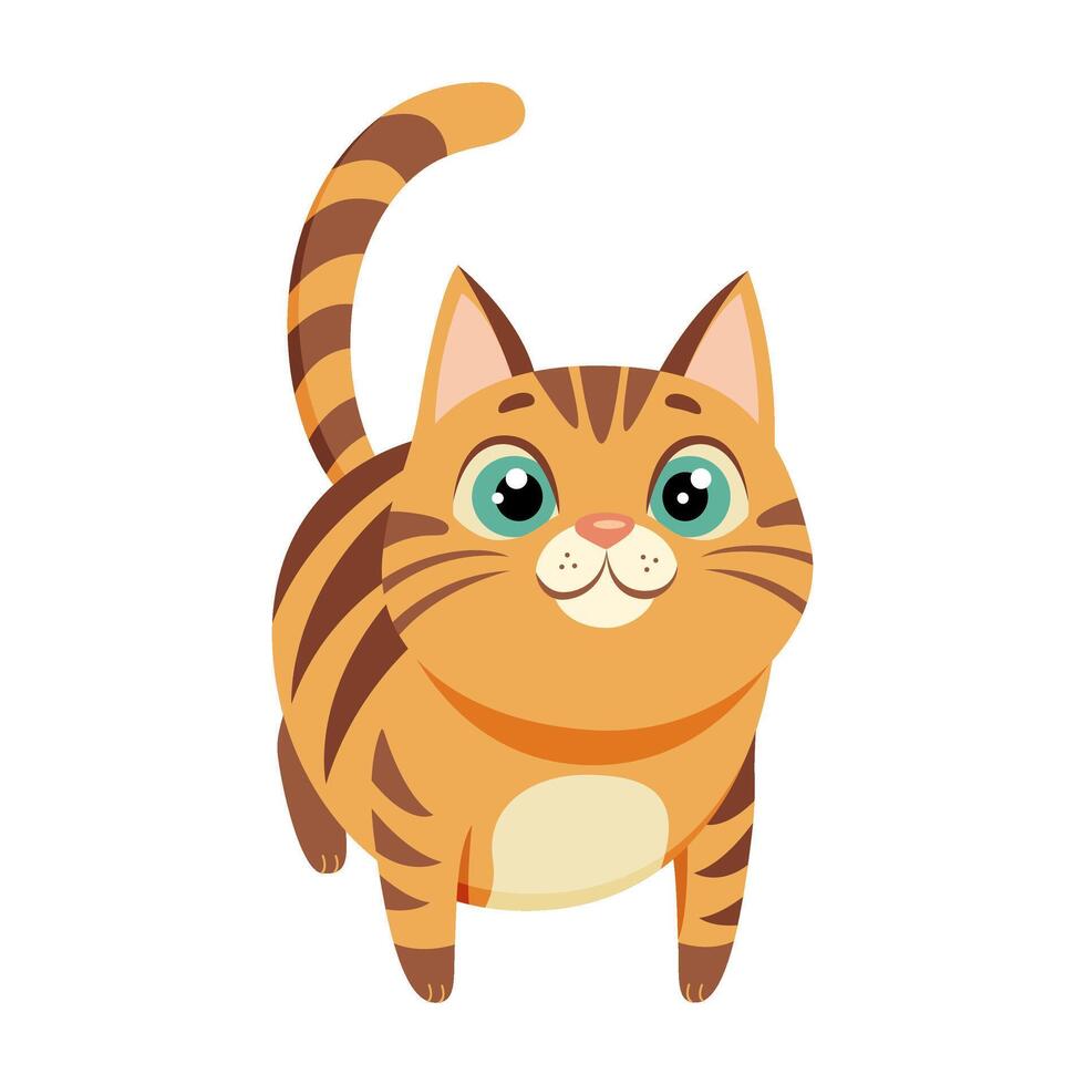 Cute Ginger cat. Kitty Hand drawn flat style isolated. illustration vector