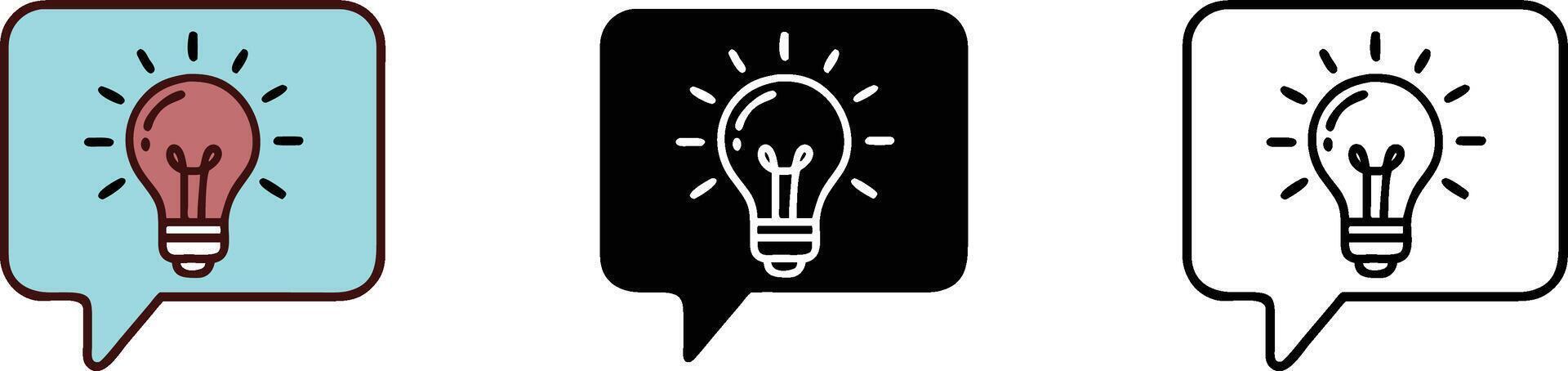 Light Bulb Idea Speech Bubble Icon Set vector