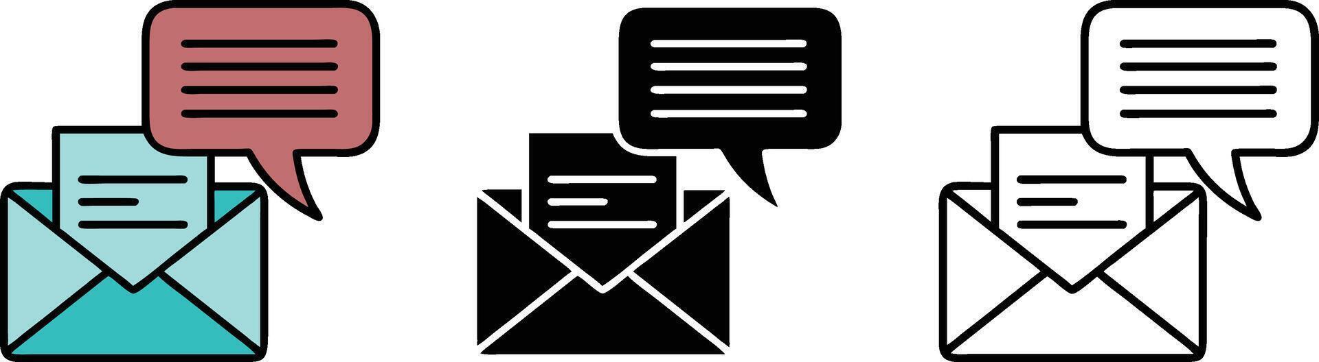 Email Notification Message Icons Set Design vector