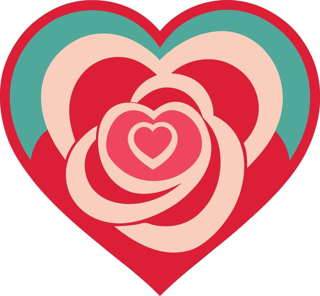 Heart Shaped Rose Illustration Design vector