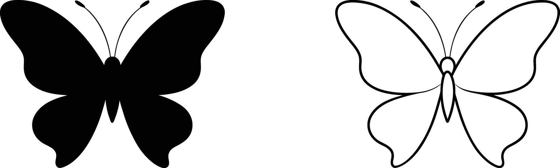 Butterfly Silhouette and Outline vector