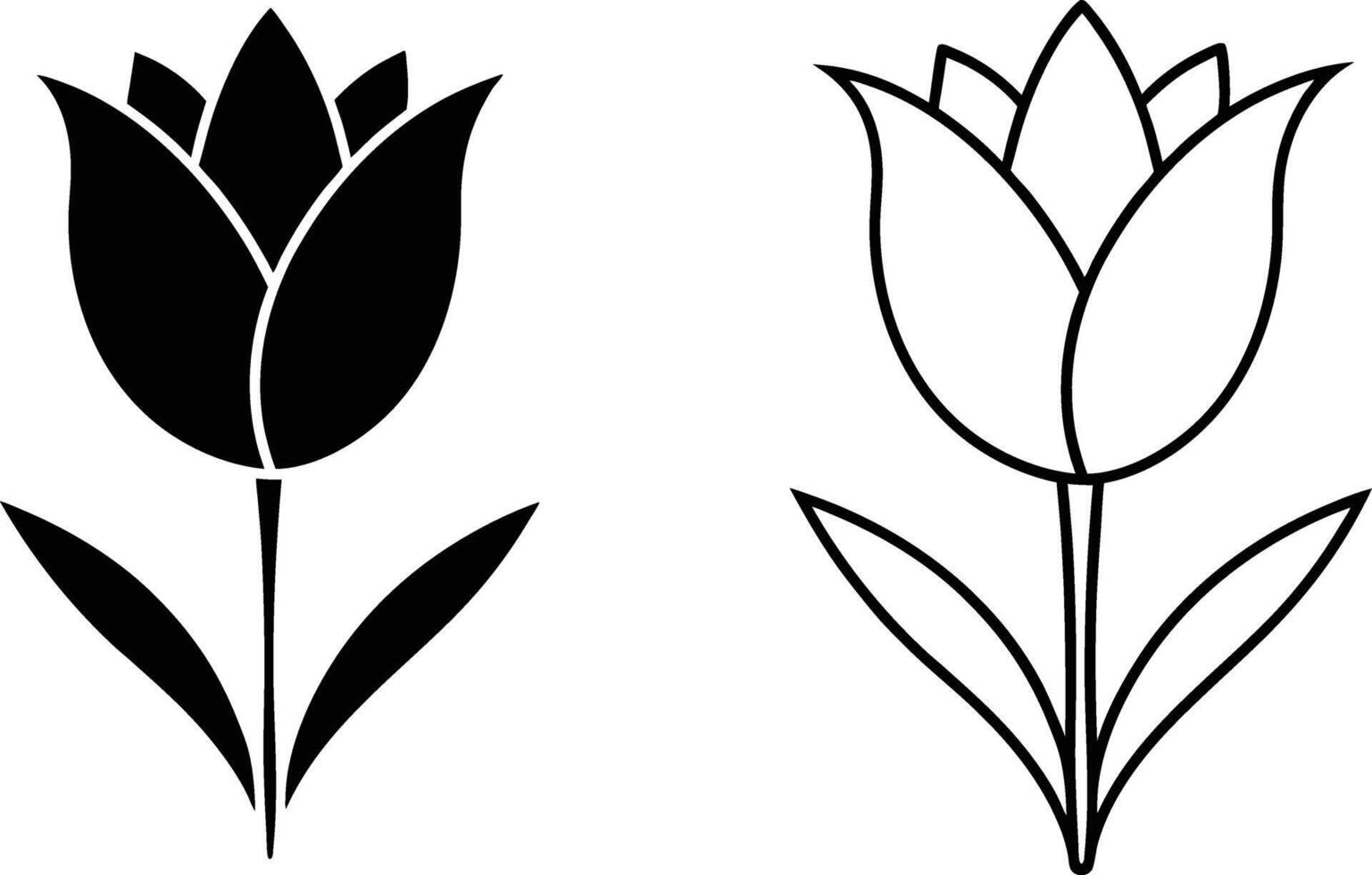 Black And White Tulip Flower Outline Illustration vector