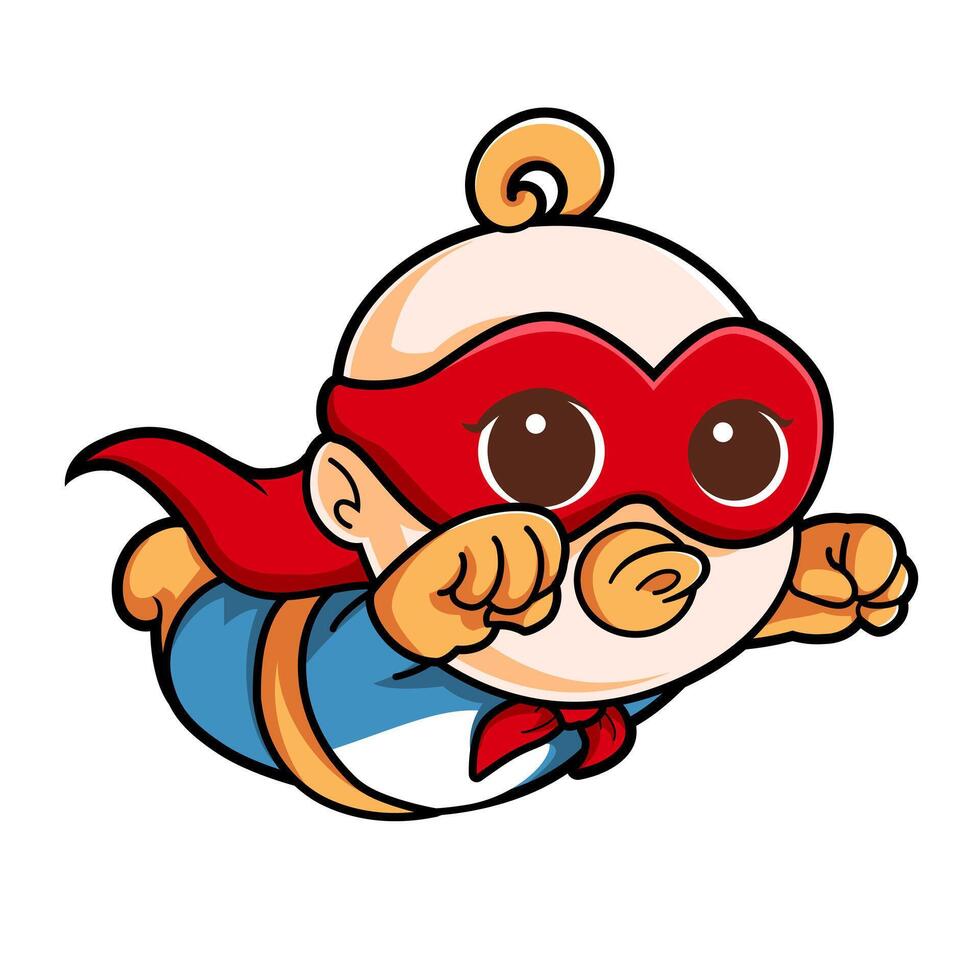 Cartoon Baby Hero Mascot Logo illustration template vector