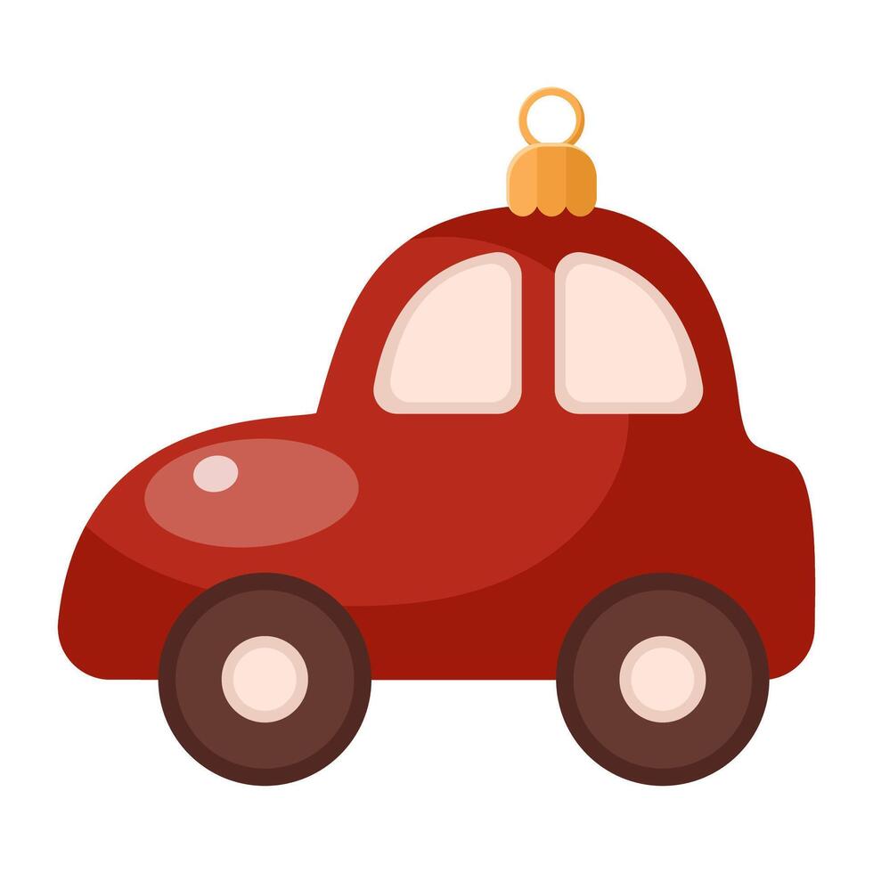 Red car tree decoration vector