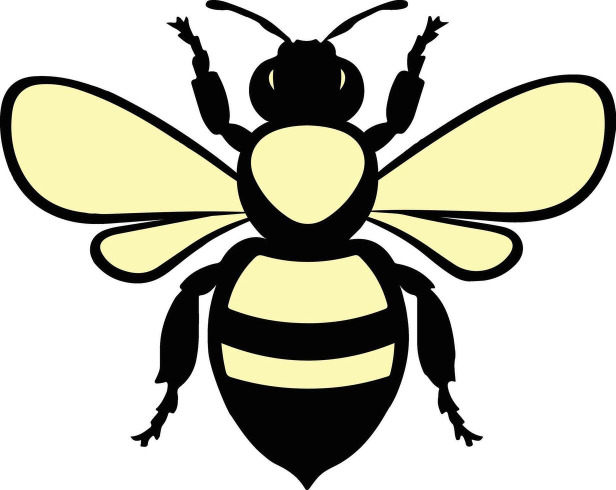 Wasp flat line icon. Black silhouette of an insect Isolated on a white background vector