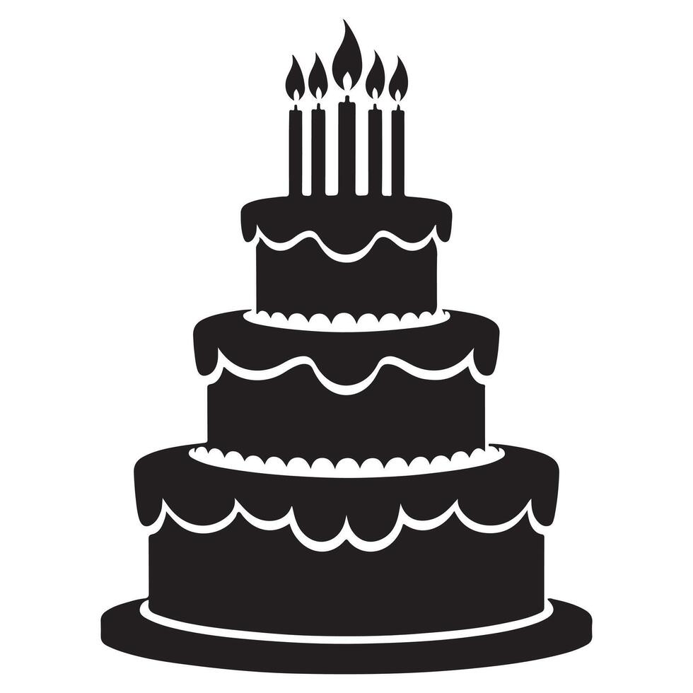 Minimalist Birthday Cake Silhouette Design vector