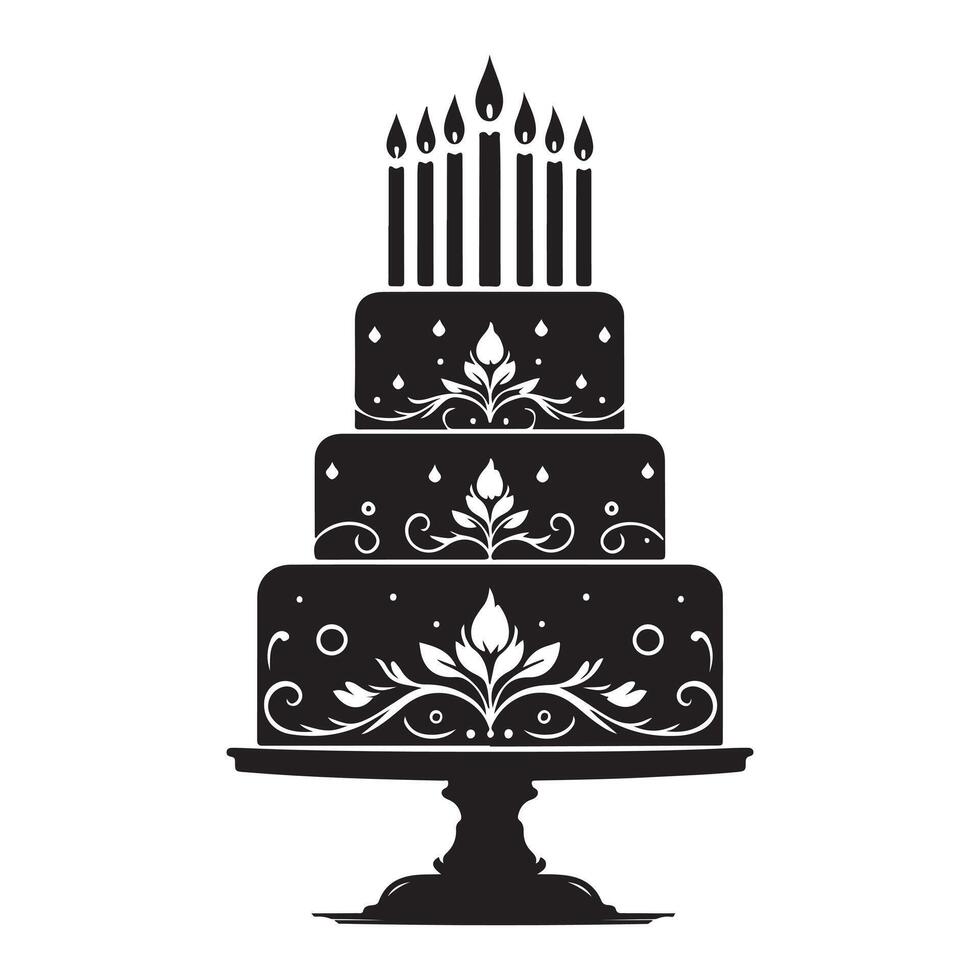 Birthday Cake Icon Silhouette vector