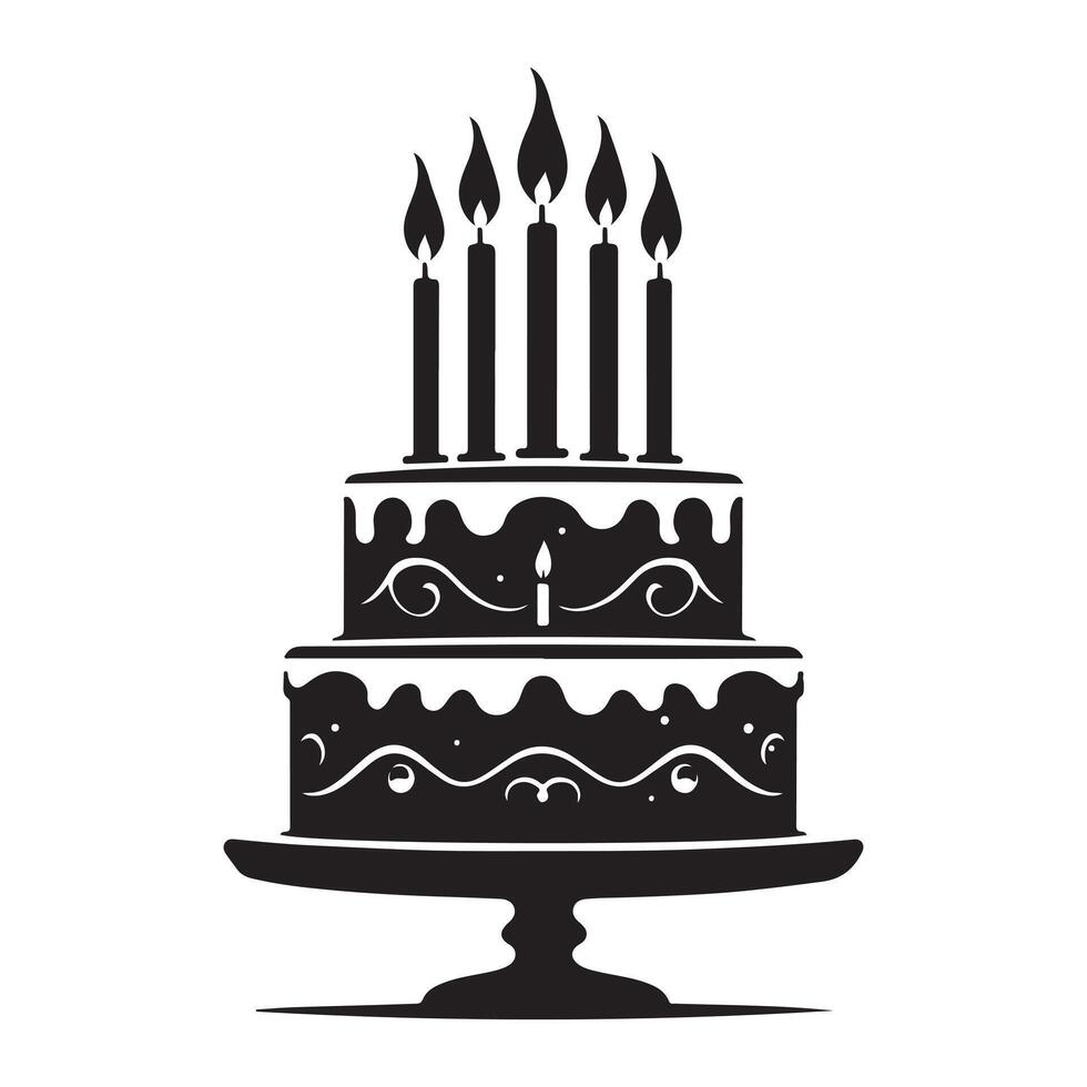 Classic Birthday Cake Silhouette Graphic vector