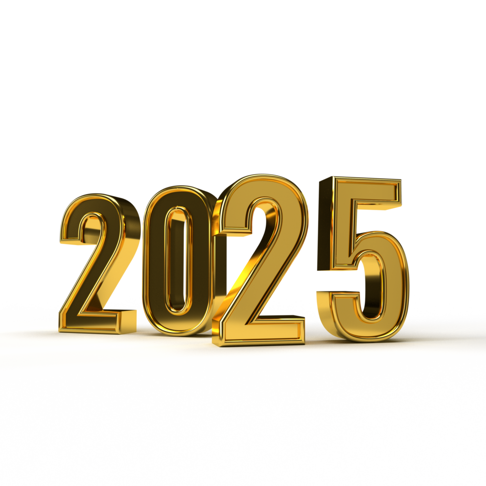 Happy new year 2024 golden 3d numbers with luxury text transparent background png