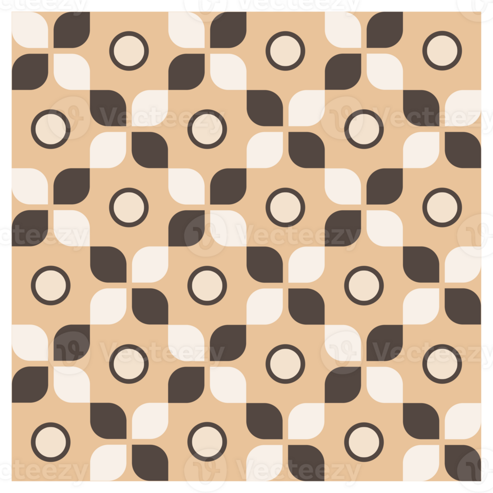 Seamless Leaves And Circles Repeating Brown And Cream Pattern png
