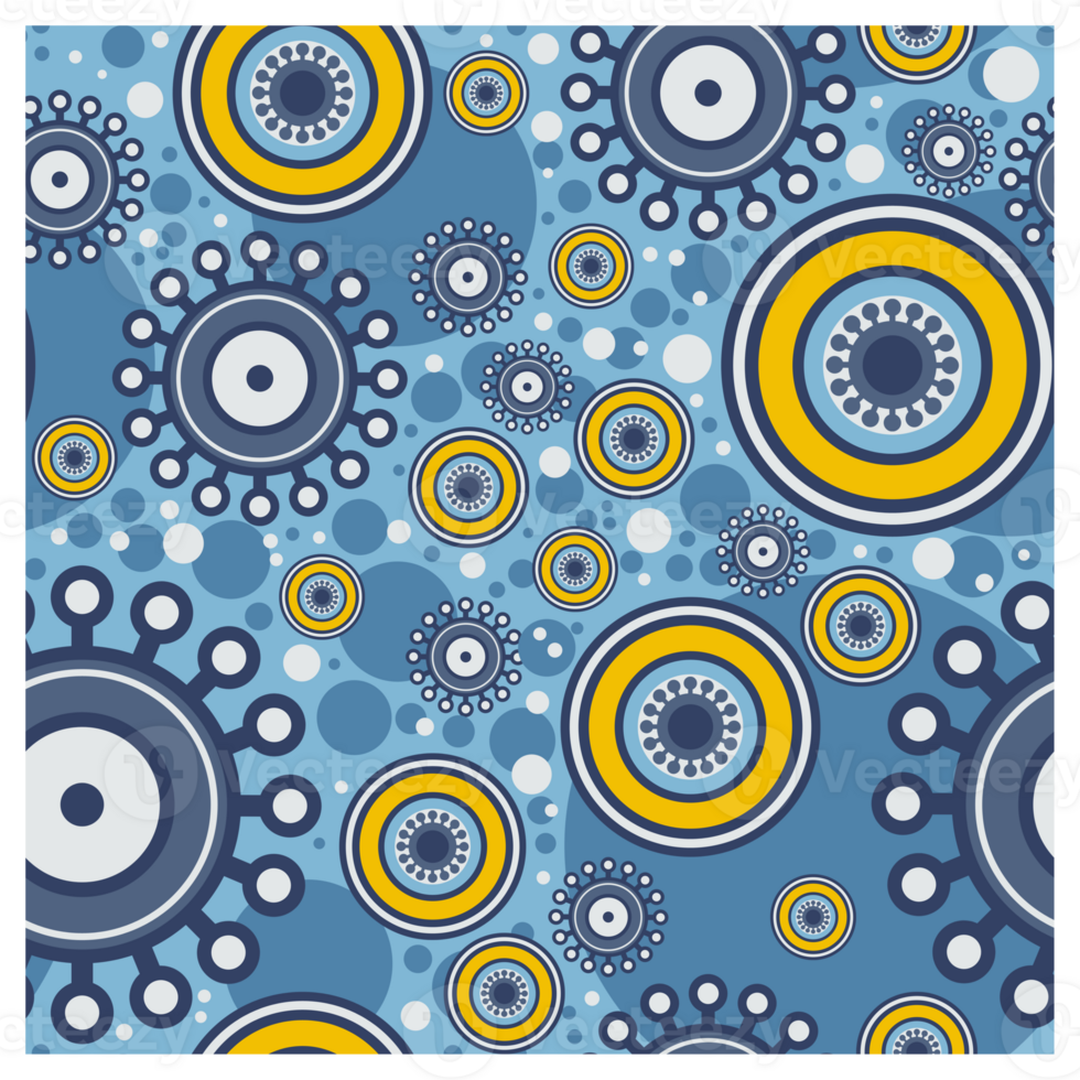 Seamless Funky Blue And Yellow Repeating Abstract Surface Pattern png