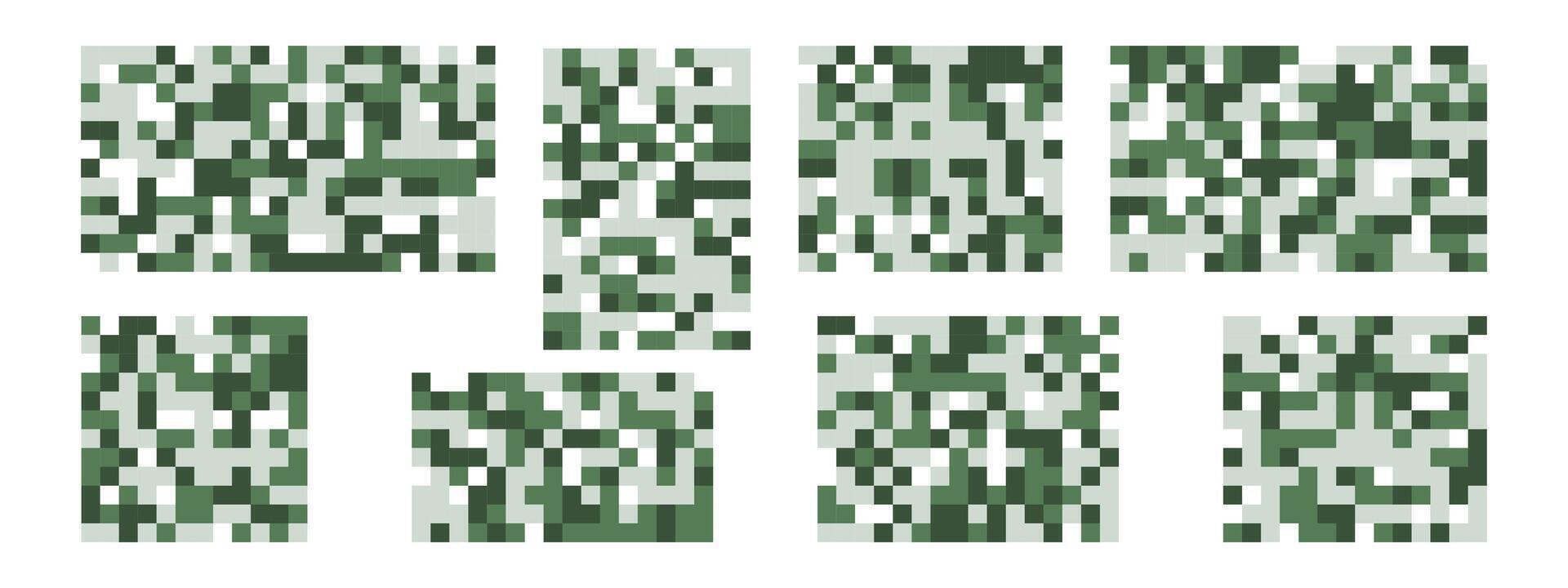 Set of Pixel green shapes. Blured green rectangles. illustration isolated on a white background. vector