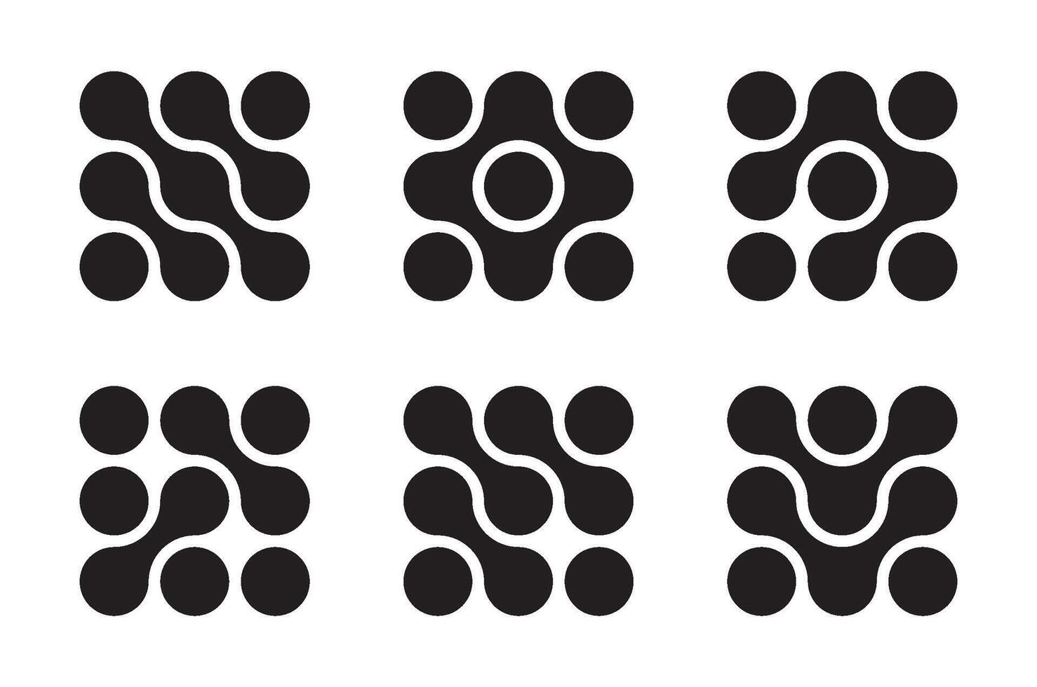 Connected dots icons. Black simple dot isolated on white background. Blob technology logo icon. Abstract shape, arganic geometric fluids. illustration vector