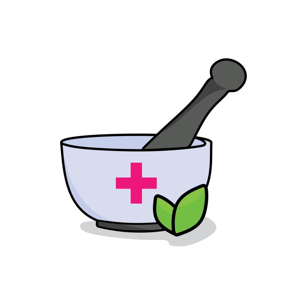 herbal medicine illustration design pink plus symbol with green leaf or white background vector