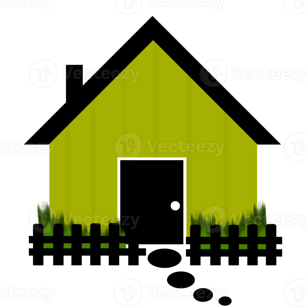 Small house with fence and grass png