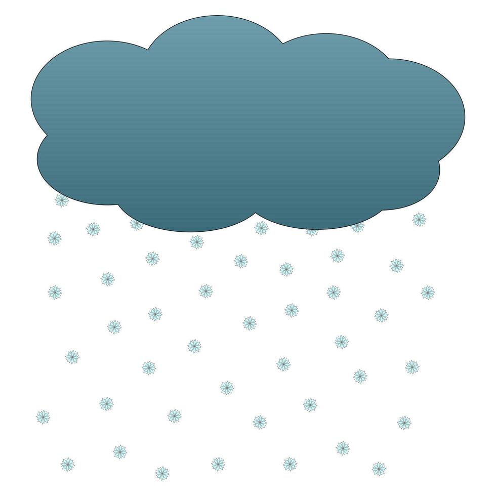 A minimalistic illustration of a snow cloud releasing delicate snowflakes. Ideal for winter, holiday designs, and seasonal graphics. vector