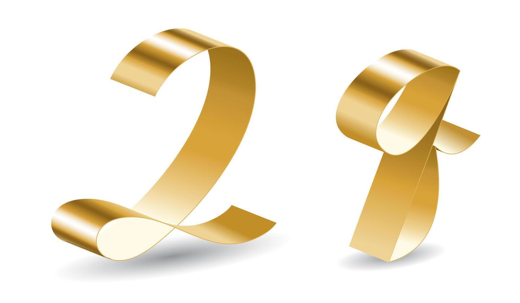 Classic Script Golden Decorative Q Letter of English Alphabet. Illustration in Gold Ribbon vector