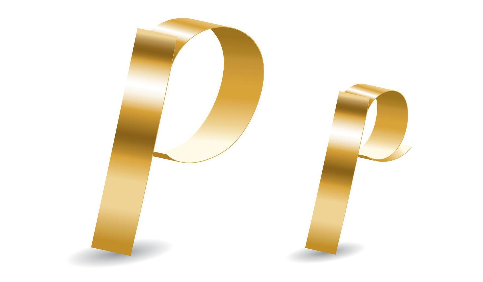 Luxury Golden Decorative P Letter of English Alphabet. Illustration vector
