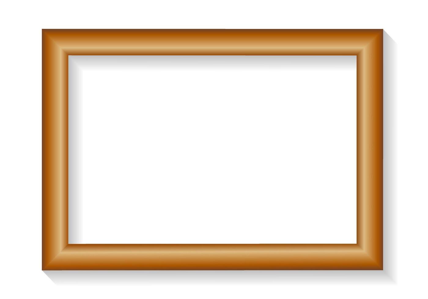 Elegant Rectangular Wooden Picture Frame with Shadow. Illustration Isolated on White Background vector