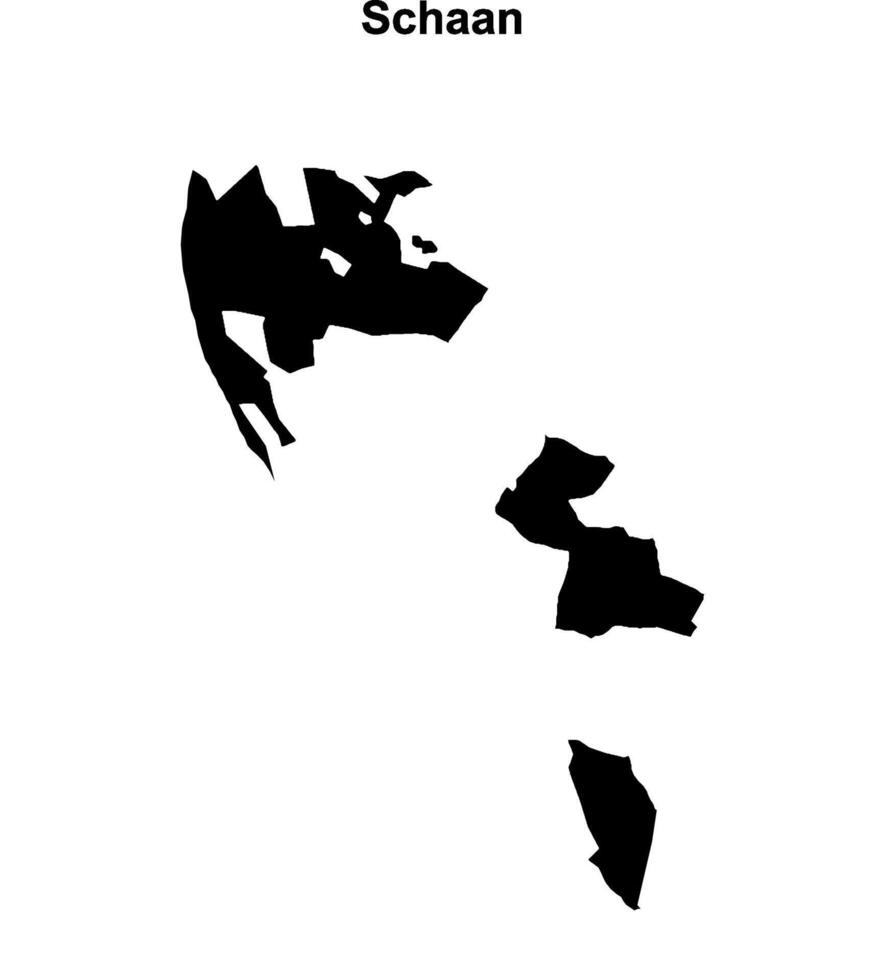 Schaan municipality blank outline map vector
