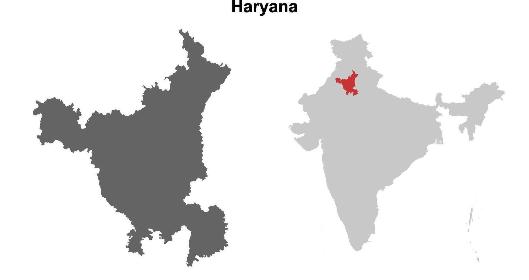 Haryana state outline map set vector
